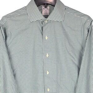 Brooks Brothers Regent Mens 15.5/33 Medium Green White Check Non Iron Shirt